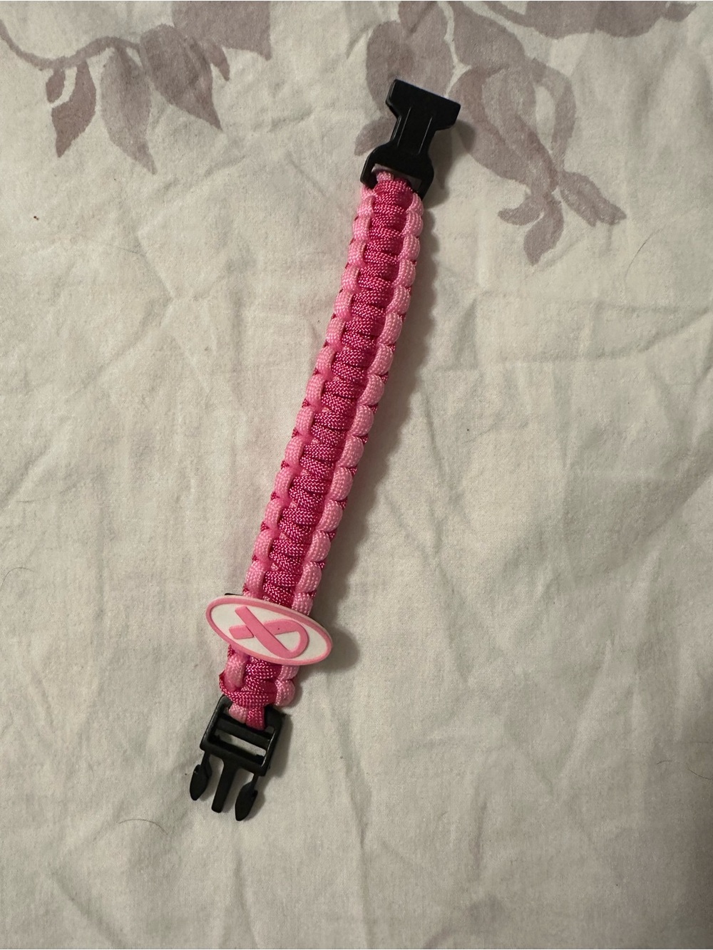 Pink Paracord Kids Bracelet with Awareness Ribbon